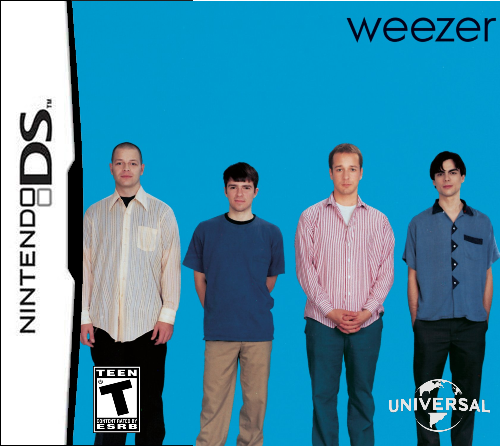 the weezer blue album, edited to be a DS game box